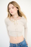 MAGLIA CROP CON LUREX BEIGE