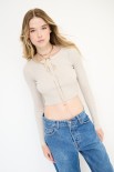 MAGLIA CROP CON LUREX BEIGE