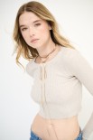 MAGLIA CROP CON LUREX BEIGE