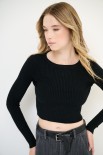 MAGLIA CROP CON LUREX NERO