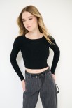 MAGLIA CROP CON LUREX NERO