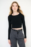MAGLIA CROP CON LUREX NERO