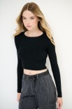 MAGLIA CROP CON LUREX NERO