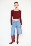 MAGLIA CROP CON LUREX BORDEAUX