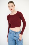MAGLIA CROP CON LUREX BORDEAUX