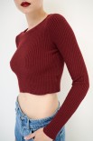 MAGLIA CROP CON LUREX BORDEAUX
