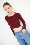 MAGLIA CROP CON LUREX BORDEAUX
