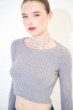 MAGLIA CROP CON LUREX GRIGIO