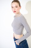 MAGLIA CROP CON LUREX GRIGIO