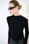 MAGLIA MEZZO COLLO COSTINA CUT OUT NERO