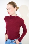 MAGLIA MEZZO COLLO COSTINA CUT OUT BORDEAUX