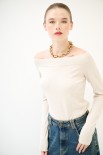 MAGLIA BASIC COLLO BARCA BEIGE