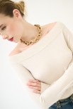 MAGLIA BASIC COLLO BARCA BEIGE
