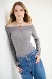 MAGLIA BASIC COLLO BARCA GRIGIO