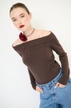 MAGLIA BASIC COLLO BARCA MORO