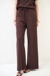 PANTALONE LARGO CON ELASTICO VITA TESSUTO DIAGONALE MORO