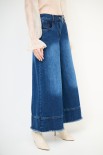 PANTA PALAZZO DENIM SFRANGIATO FONDO BLU