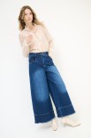 PANTA PALAZZO DENIM SFRANGIATO FONDO BLU