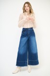 PANTA PALAZZO DENIM SFRANGIATO FONDO BLU