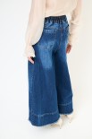 PANTA PALAZZO DENIM SFRANGIATO FONDO BLU