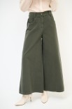 PANTA PALAZZO CON RICAMO VERDE MILITARE