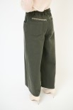 PANTA PALAZZO CON RICAMO VERDE MILITARE