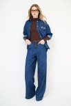 PANTA PALAZZO + PATCH TASCA DT ORSETTO BLU