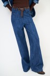 PANTA PALAZZO + PATCH TASCA DT ORSETTO BLU