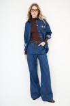 PANTA PALAZZO + PATCH TASCA DT ORSETTO BLU