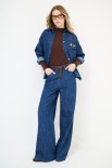 PANTA PALAZZO + PATCH TASCA DT ORSETTO BLU
