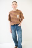 T-SHIRT OVER RIGA CON SPILLA CAMMELLO