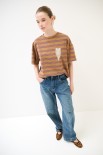 T-SHIRT OVER RIGA CON SPILLA CAMMELLO