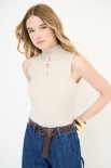 TOP SMANICATO COSTINA CON BUCHI BEIGE