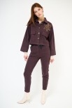 GIACCA TASCONI + PATCH FIORE PAILLETTES CIOCCOLATO