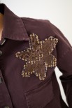 GIACCA TASCONI + PATCH FIORE PAILLETTES CIOCCOLATO