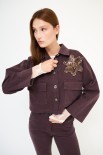 GIACCA TASCONI + PATCH FIORE PAILLETTES CIOCCOLATO