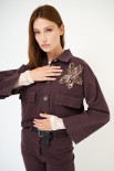 GIACCA TASCONI + PATCH FIORE PAILLETTES CIOCCOLATO