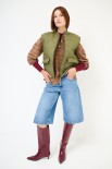 GILET OVER IMBOTTITO CON TASCONI DAVANTI OLIO