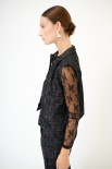 GILET CON BOTTONI STAMPA FIORI SCURO