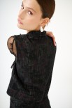 GILET CON BOTTONI STAMPA FIORI SCURO