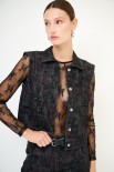 GILET CON BOTTONI STAMPA FIORI SCURO