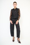 GILET CON BOTTONI STAMPA FIORI SCURO