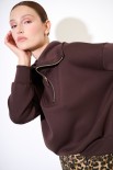 FELPA MANICA LUNGA CON ZIP MORO