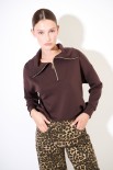 FELPA MANICA LUNGA CON ZIP MORO
