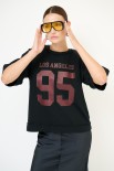 T-SHIRT MANICA 3/4 STAMPA LOS ANGELES 95 NERO