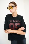 T-SHIRT MANICA 3/4 STAMPA LOS ANGELES 95 NERO