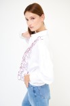 CAMICIA OXFORD ROUCHES LATERALE CON FILO A CONTRASTO BIANCO/VINO