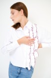 CAMICIA OXFORD ROUCHES LATERALE CON FILO A CONTRASTO BIANCO/VINO