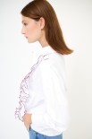 CAMICIA OXFORD ROUCHES LATERALE CON FILO A CONTRASTO BIANCO/VINO