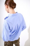 CAMICIA OXFORD ROUCHES LATERALE CON FILO A CONTRASTO CELESTE/MOR